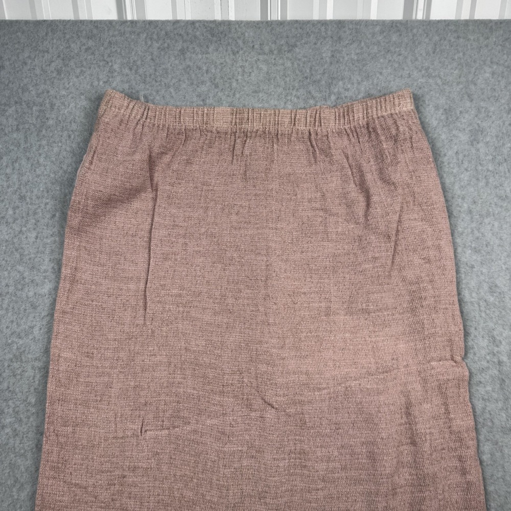 CP Shades Midi Skirt‎ Womens Medium Mauve Pink Linen Blend Elastic Waist Slit - Picture 5 of 9